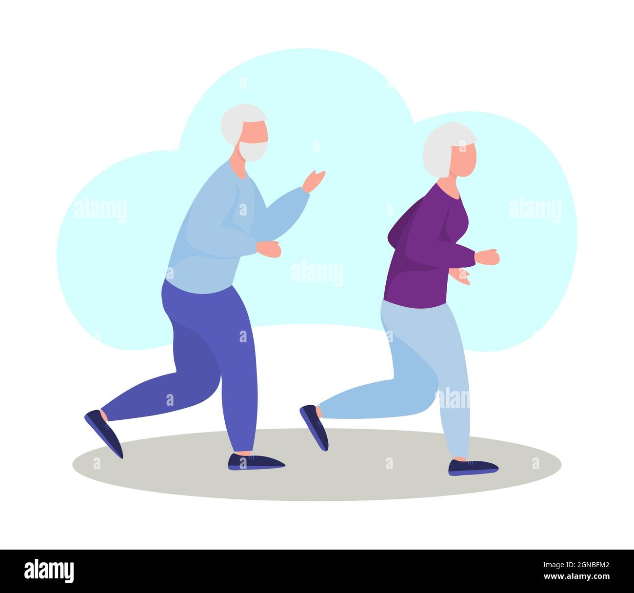 Seniors jogging. an elderly man and an elderly woman are running. retirees lead a healthy lifestyle. Recreation of the elderly. Vector illustration Stock Vector