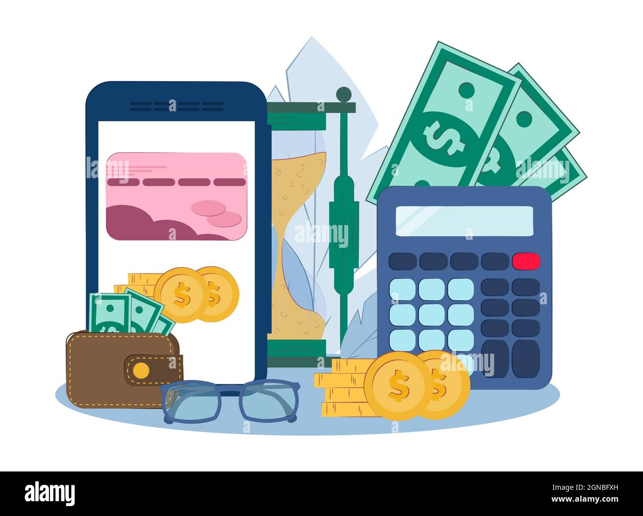 Online lending concept. The bank gives a loan to the vector