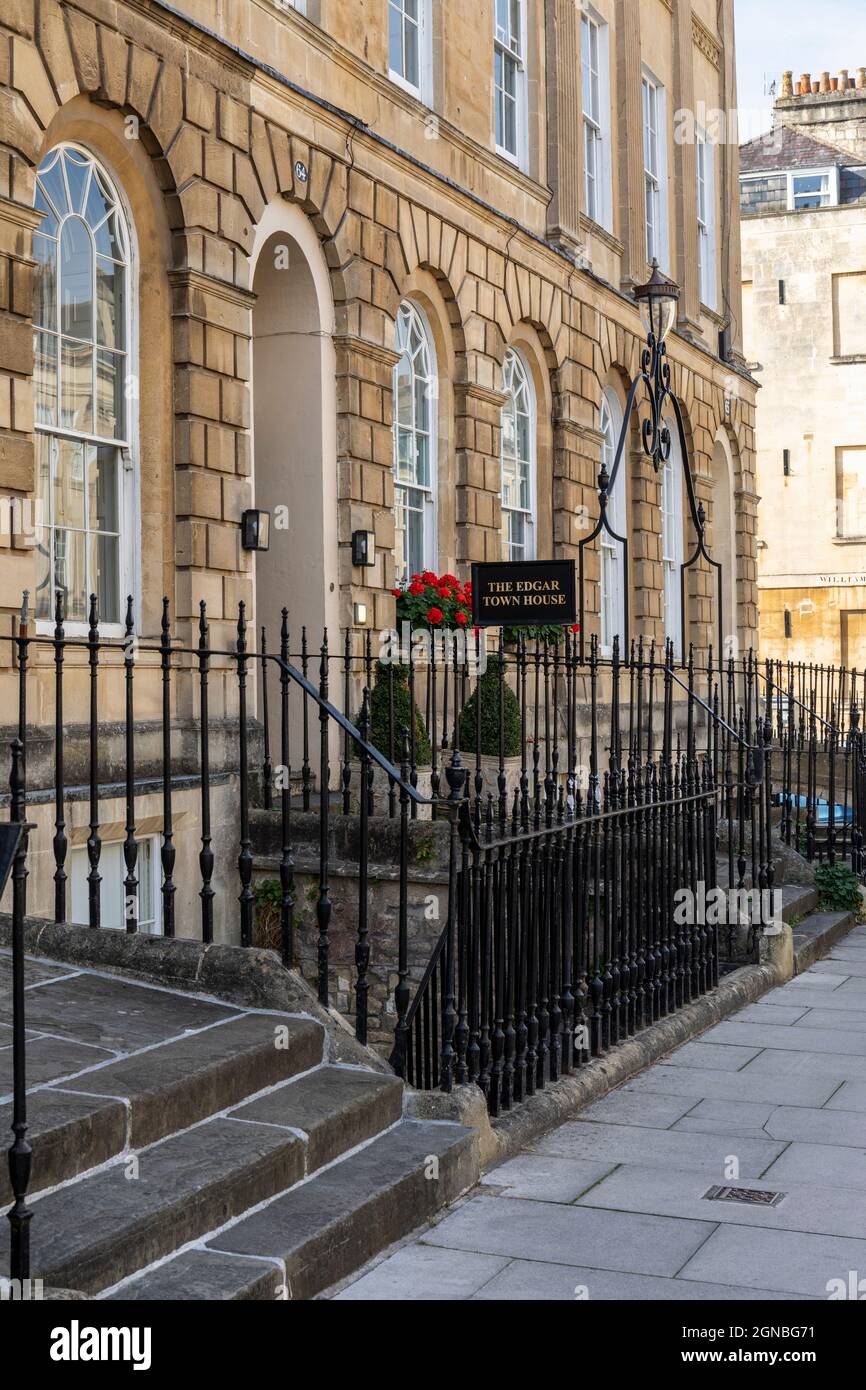 The Edgar Town House hotel in Great Pulteney Street, The City of Bath, Somerset, England, UK. A Grade 1 listed Georgian building in Bath city centre. Stock Photo