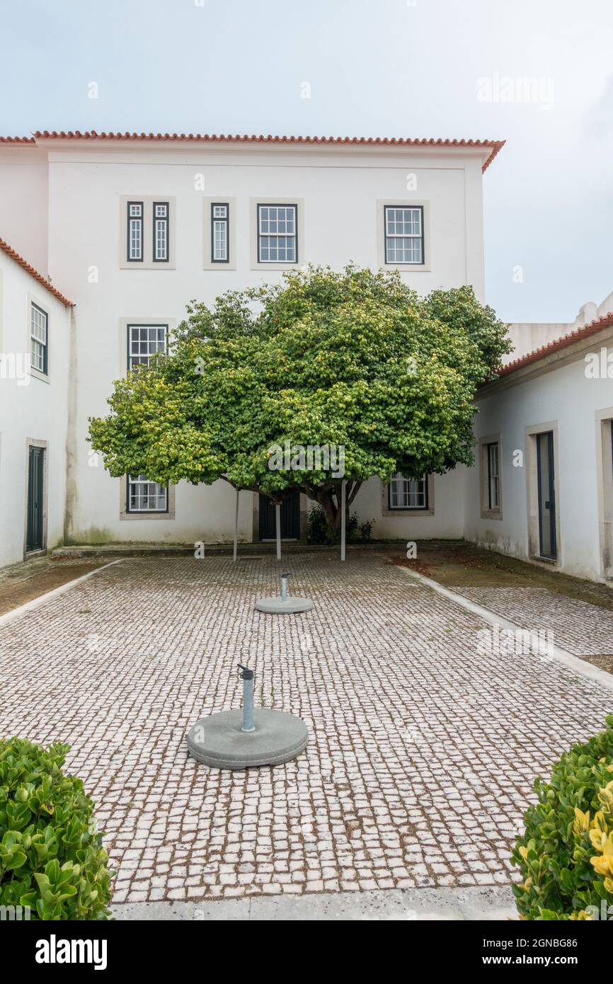 Hotel courtyard  of the The Vista Alegre Hotel , near Porcelain factory, Ílhavo, Portugal. Stock Photo