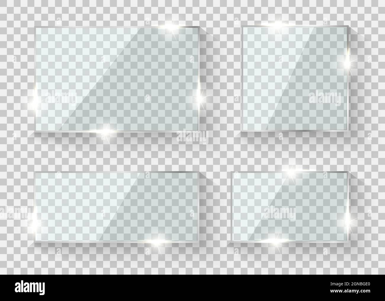 Glass frame. Shine glossy banner or window. Vector realistic framework