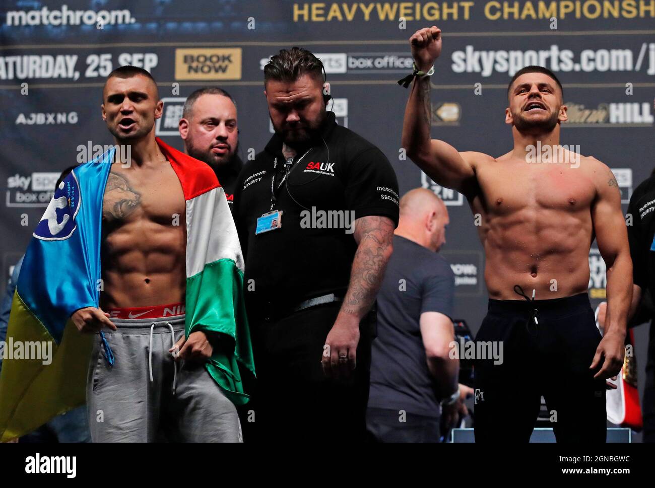 Boxing - Anthony Joshua v Oleksandr Usyk Weigh-in - The O2, London, Britain  - September 24, 2021 Maxim Prodan and Florian Marku during the weigh-in  Action Images via Reuters/Andrew Couldridge Stock Photo - Alamy