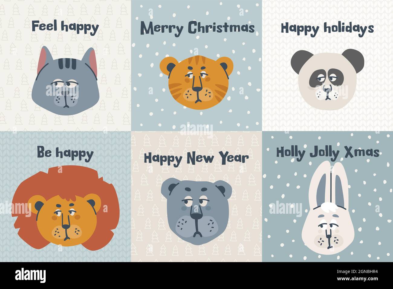 Set of Christmas funny cards with grumpy animals - cat, lion, tiger, hare, panda, bear. Vector hand drawing illustration Stock Vector Image & Art - Alamy Set of Christmas funny cards with grumpy animals - cat, lion, tiger, hare, panda, bear. Vector hand drawing illustration Stock Vector Image & Art - Alamy
