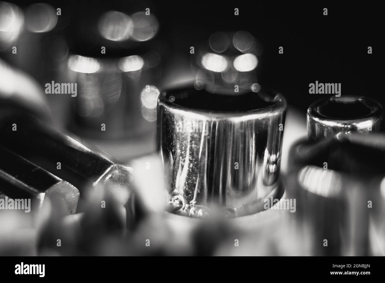 Selective focus shot of a new socket head n a toolbox Stock Photo