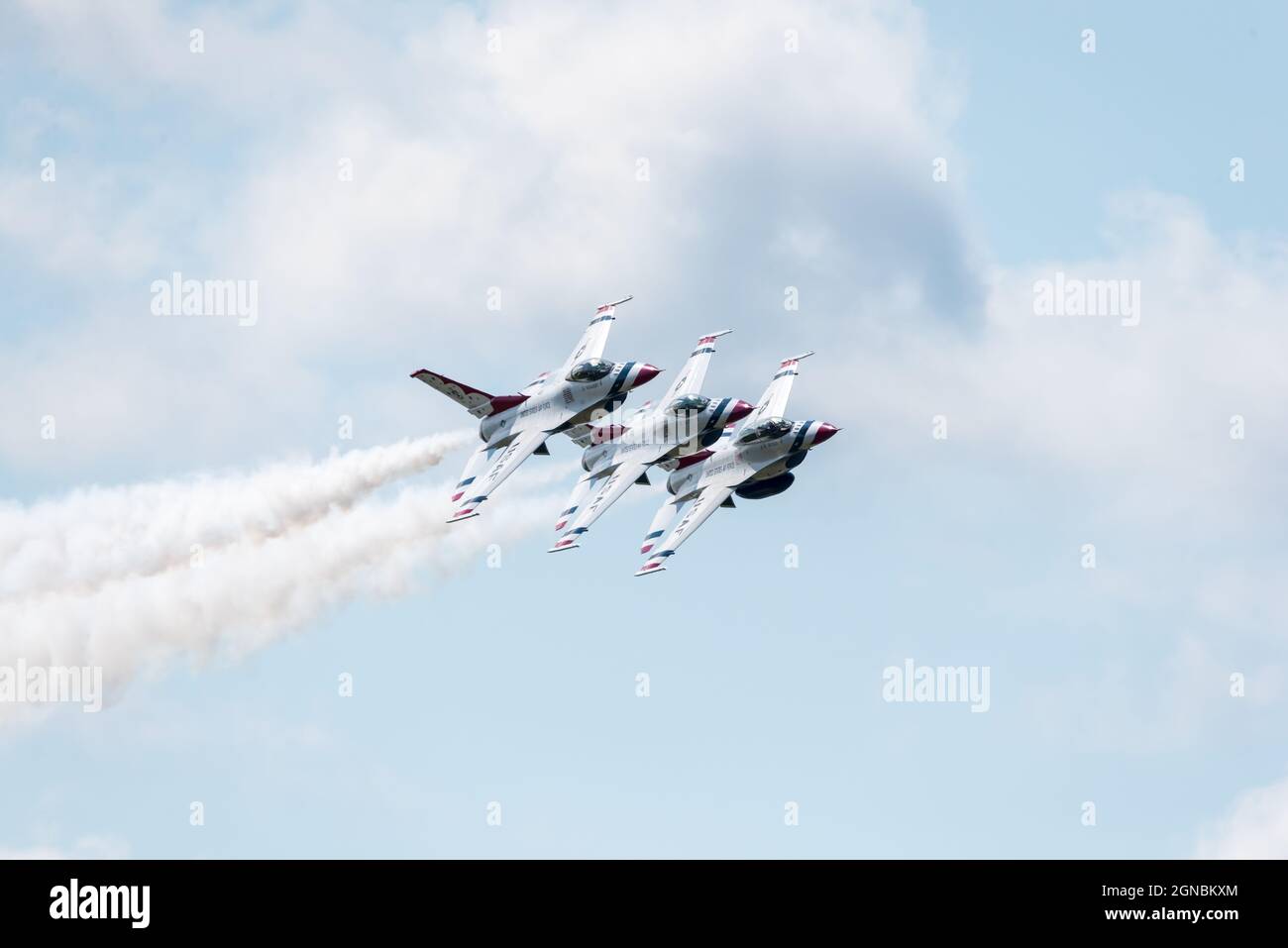 The U.S. Air Force Thunderbirds during the Thunder Over New Hampshire Air Show September 10, 2021 at Pease Air National Guard Base, New Hampshire. Stock Photo