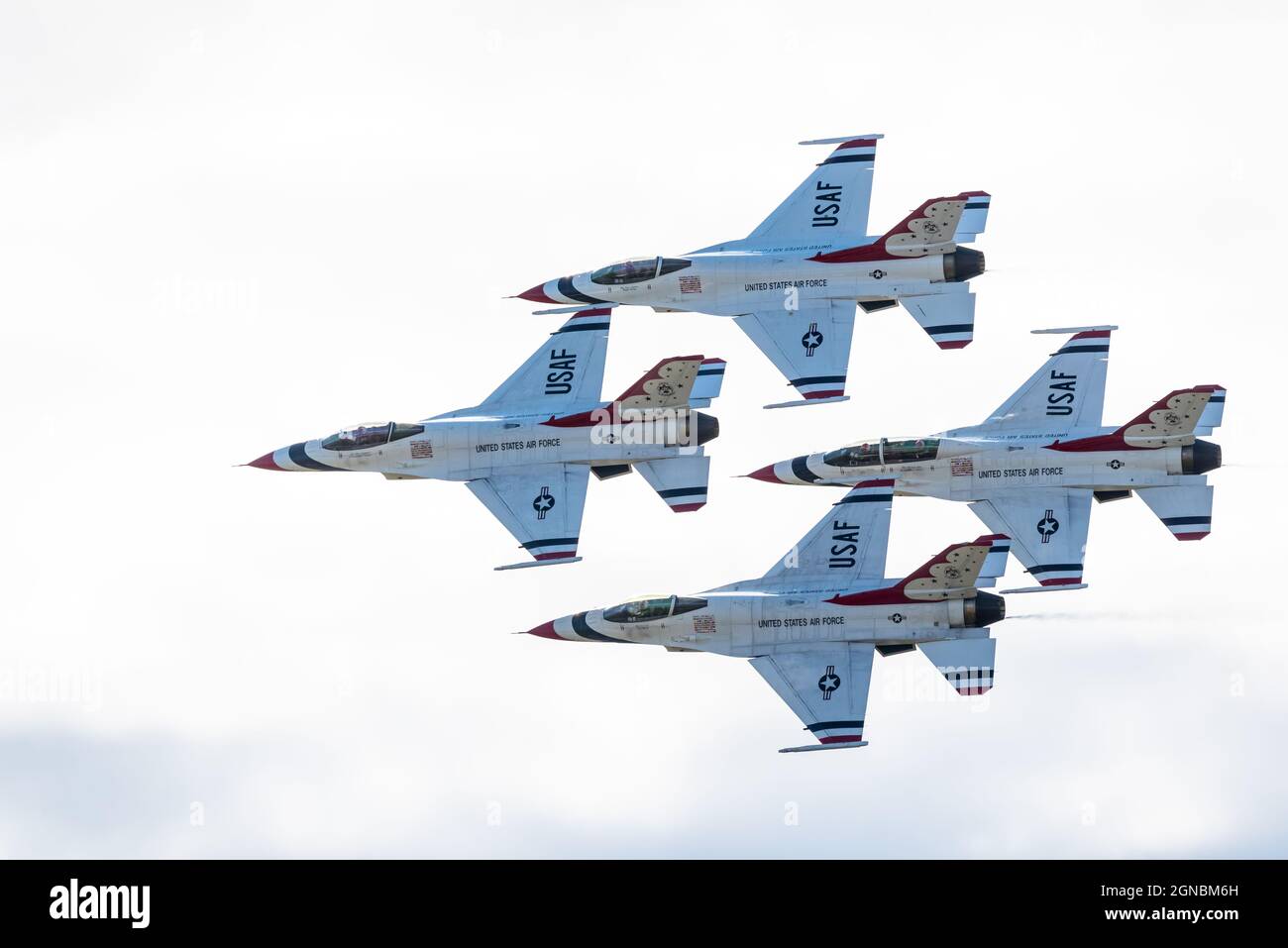 The U.S. Air Force Thunderbirds during the Thunder Over New Hampshire Air Show September 10, 2021 at Pease Air National Guard Base, New Hampshire. Stock Photo