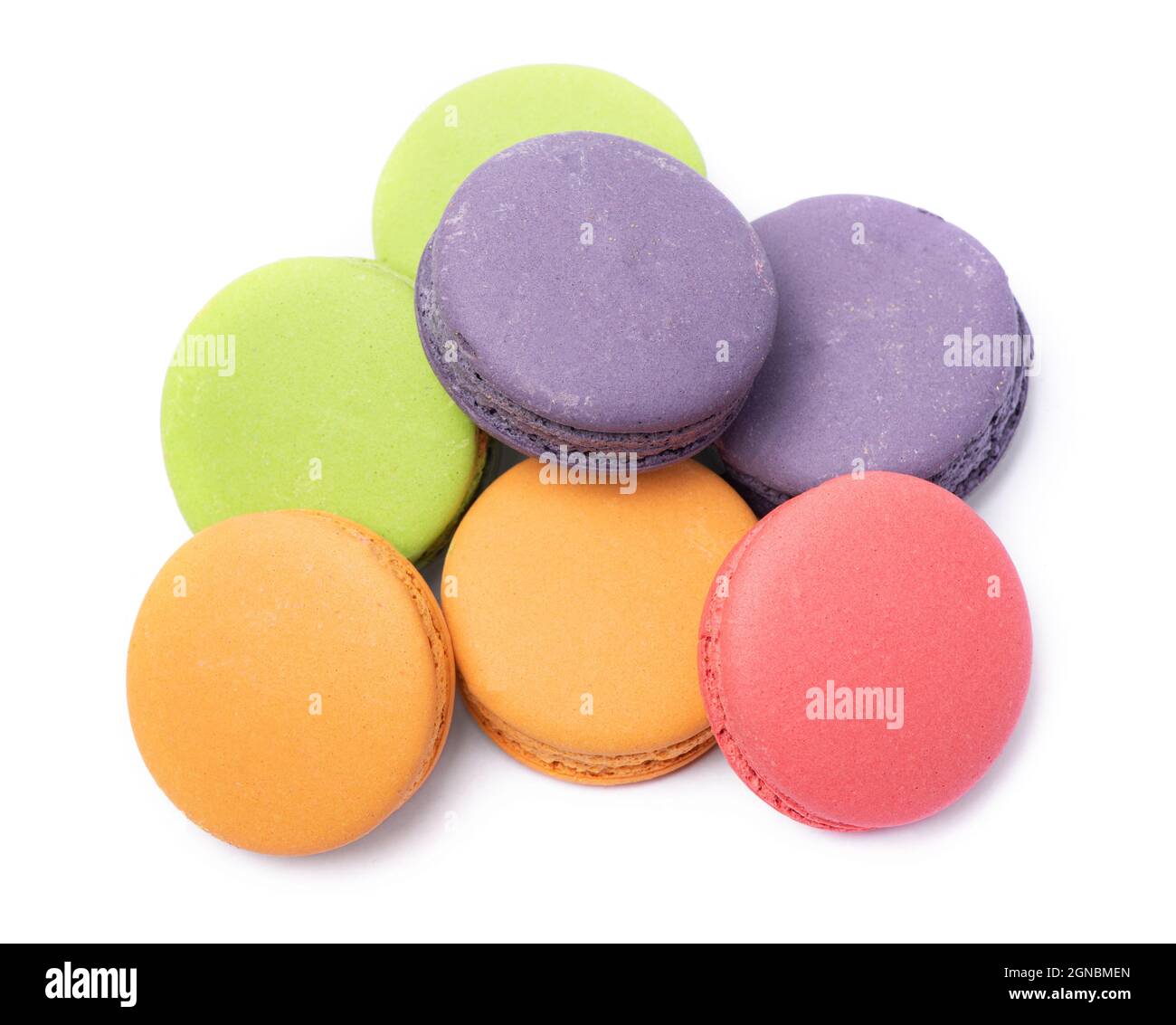 Set of colorful macaroons isolated on white background Stock Photo