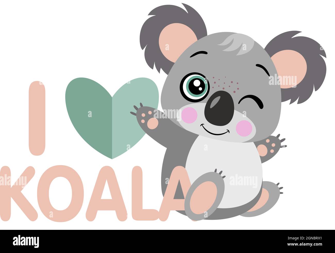 Cute koala with word text of i love koala Stock Photo Alamy