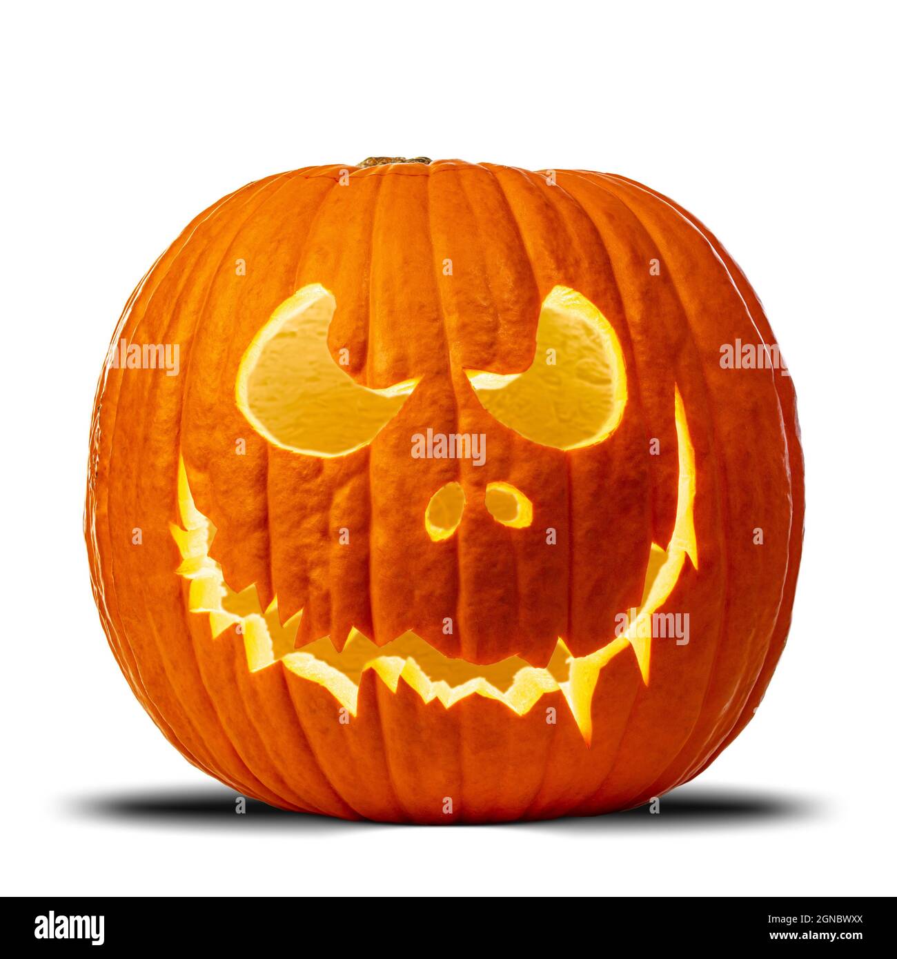 Premium AI Image  Pumpkin Face Leaves Ground with Mean Expression in  Menacing Pose