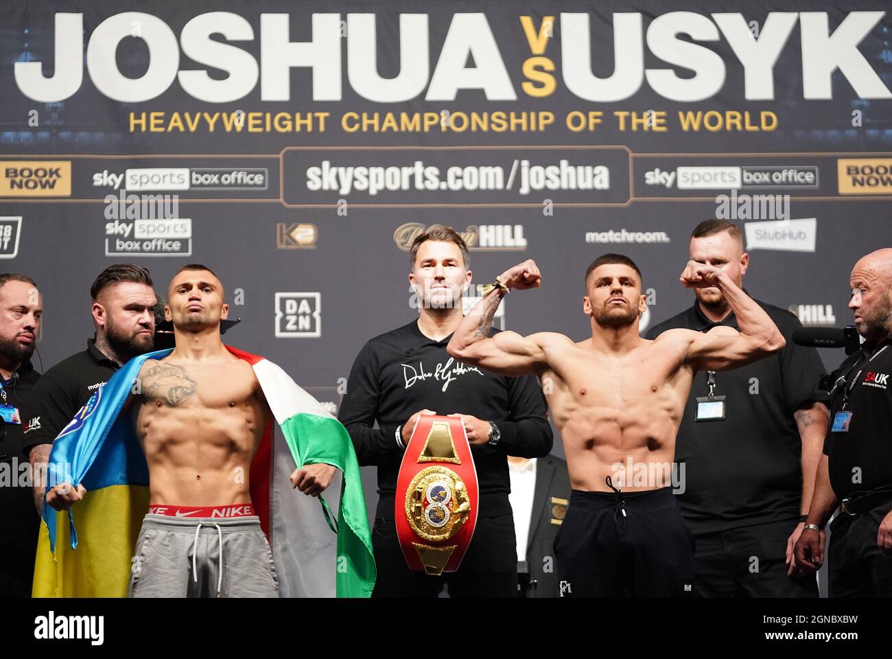 Maxim Prodan (left) and Florian Marku during a weigh in at The O2 London.  Picture date: Friday September 24, 2021 Stock Photo - Alamy