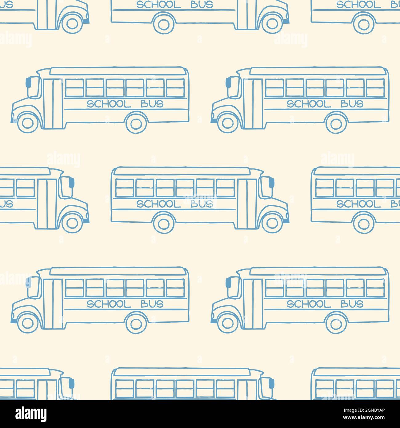 Seamless pattern with school busses, back to school pattern Stock Vector
