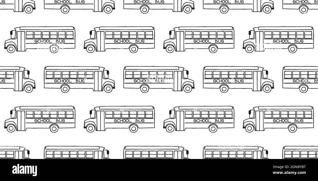 Seamless pattern with school busses, back to school pattern Stock Vector