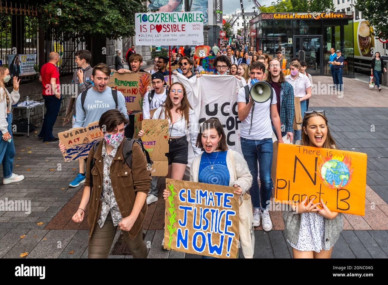 Cork, Ireland. 24th Sep, 2021. Fridays for Future held a global climate strike on Grand Parade in Cork city today, demanding climate justice within Ireland and around the world. Many protestors marched from UCC to Cork city centre. Credit: AG News/Alamy Live News Stock Photo