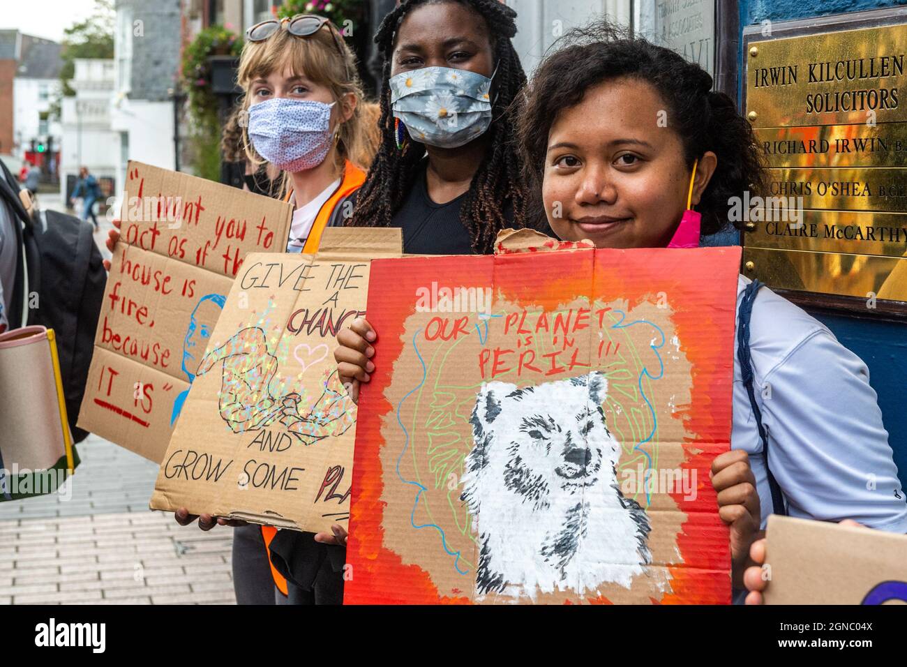 Cork, Ireland. 24th Sep, 2021. Fridays for Future held a global climate strike on Grand Parade in Cork city today, demanding climate justice within Ireland and around the world. Most protestors held signs and placards. Credit: AG News/Alamy Live News Stock Photo