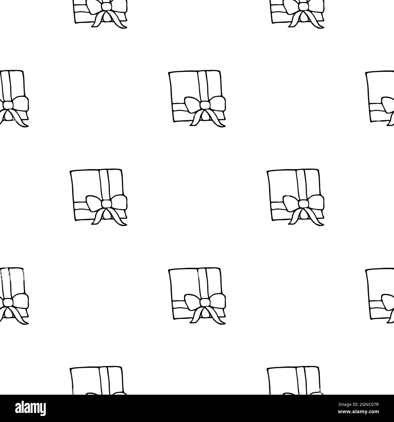 Seamless pattern with hand drawn gift box. Doodle style vector ...