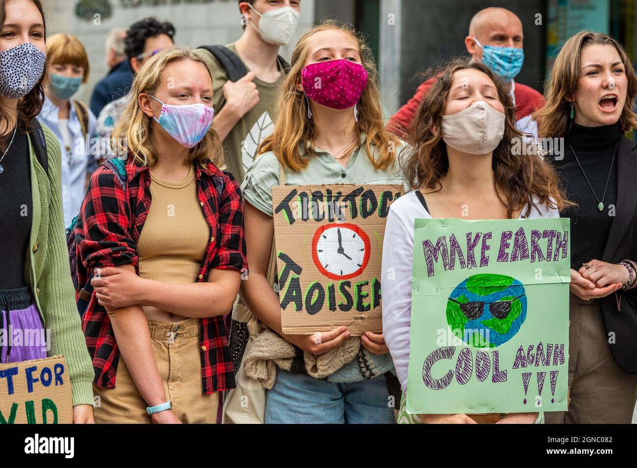 Cork, Ireland. 24th Sep, 2021. Fridays for Future held a global climate strike on Grand Parade in Cork city today, demanding climate justice within Ireland and around the world. Most protestors held signs and placards. Credit: AG News/Alamy Live News Stock Photo