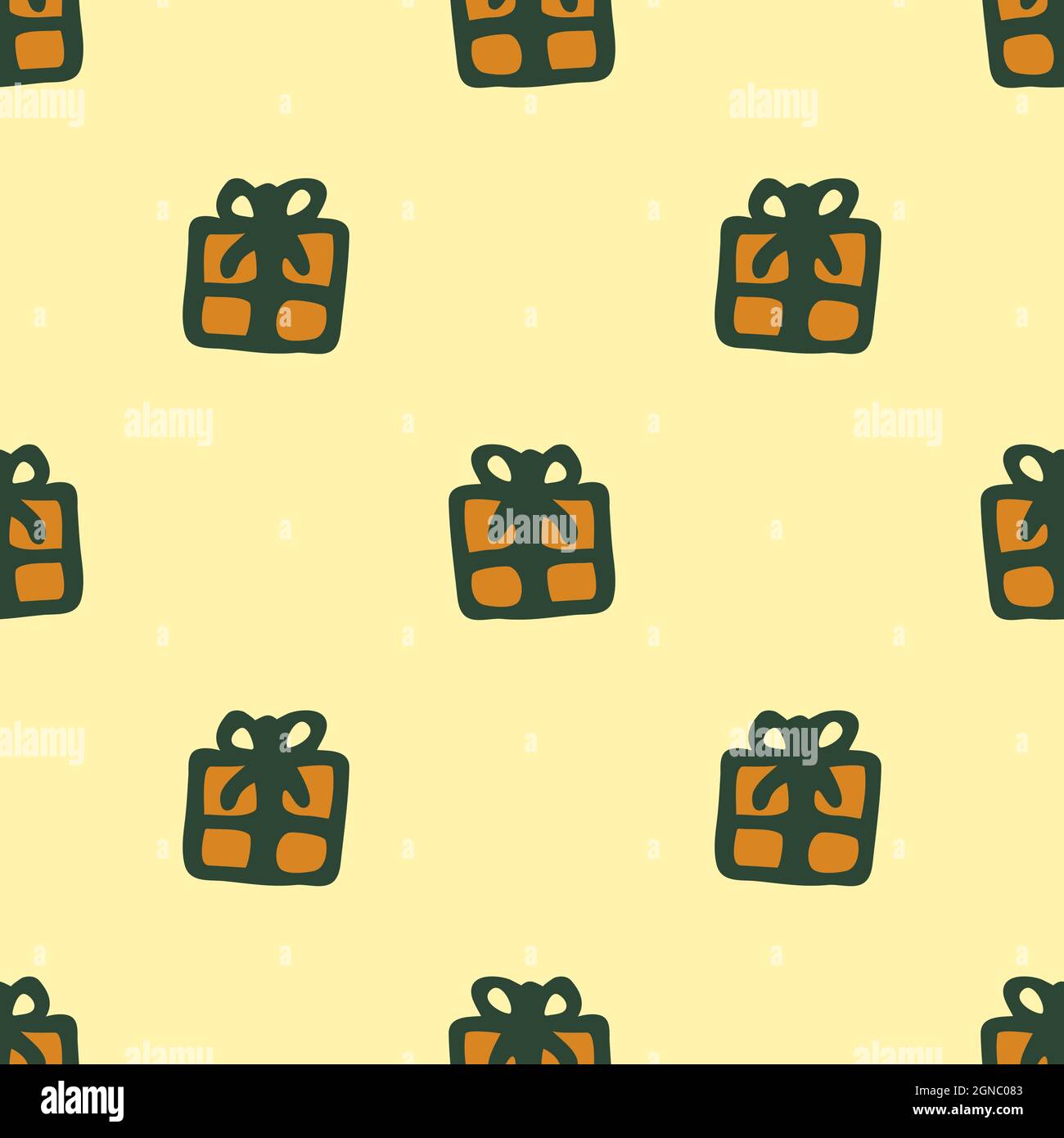 Seamless pattern with hand drawn gift box. Doodle style vector textures ...