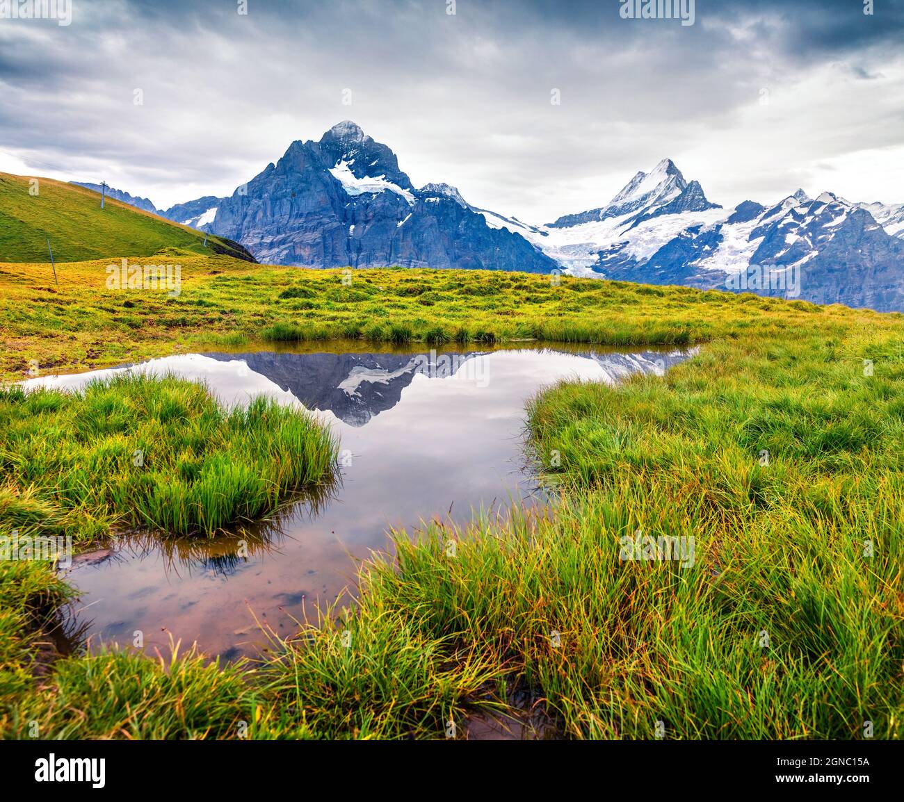 The Schreckhorn In The Bernese Alps By Martin Podt Photography (Framed Small) - Gray