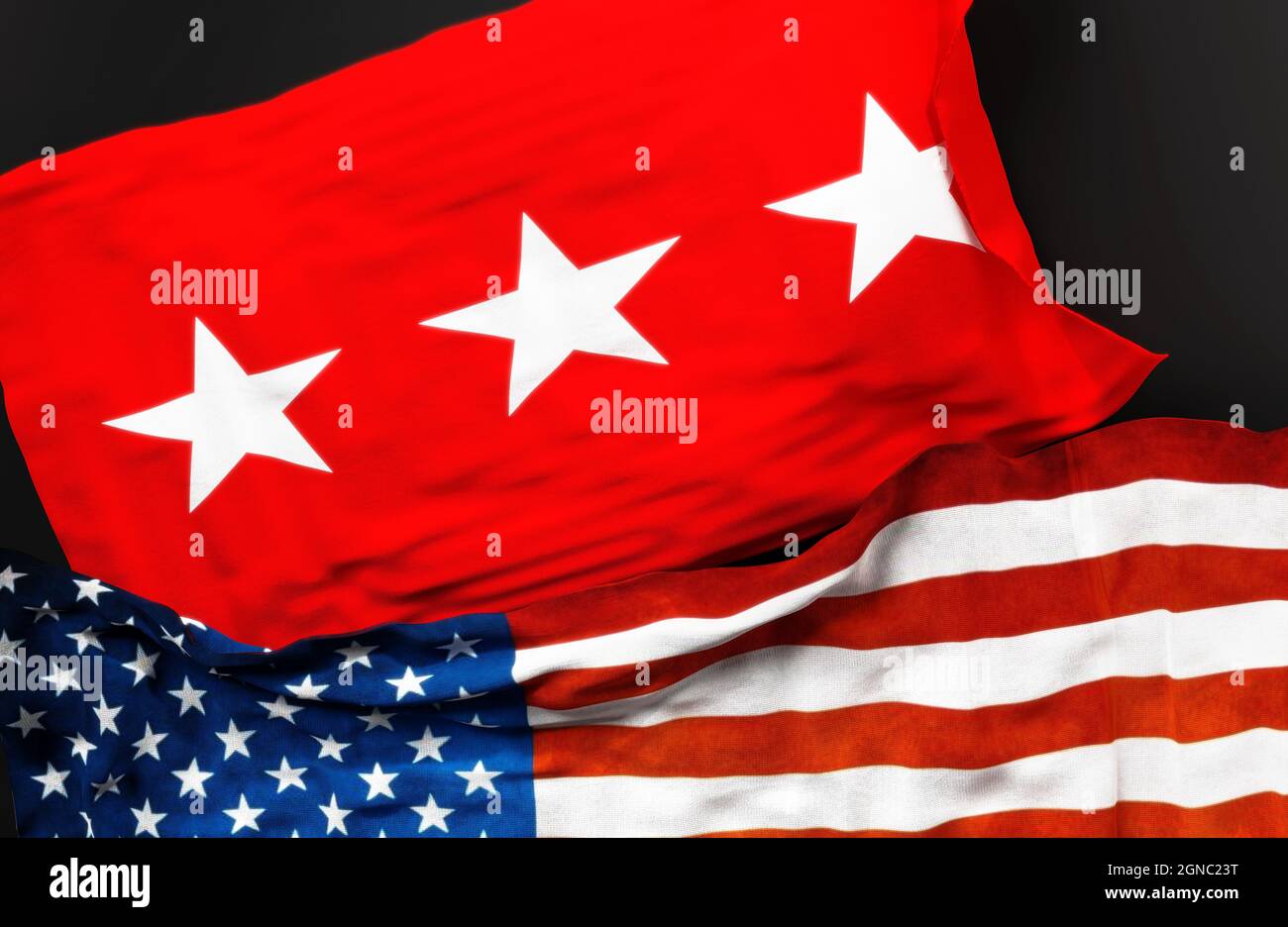 Flag of a United States Army lieutenant general along with a flag of