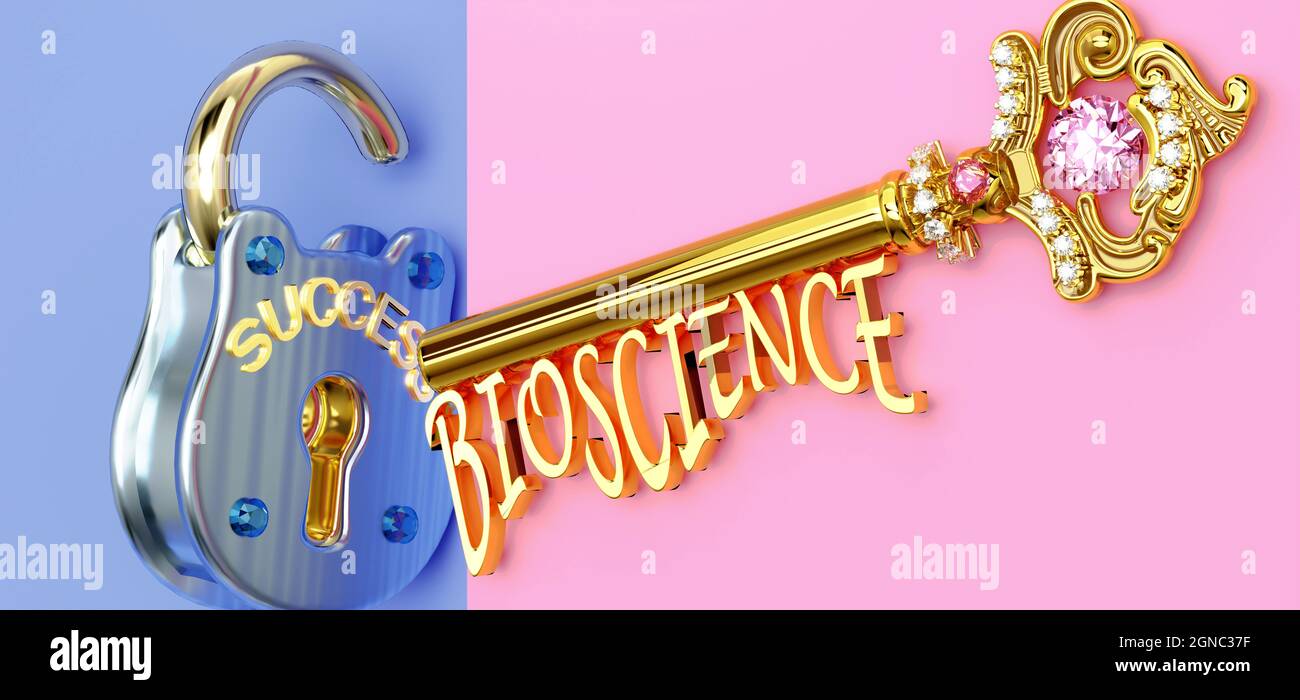 Key to success is Bioscience - to win in work, business, family or life you need to focus on Bioscience, it opens the doors that lead to victories and Stock Photo