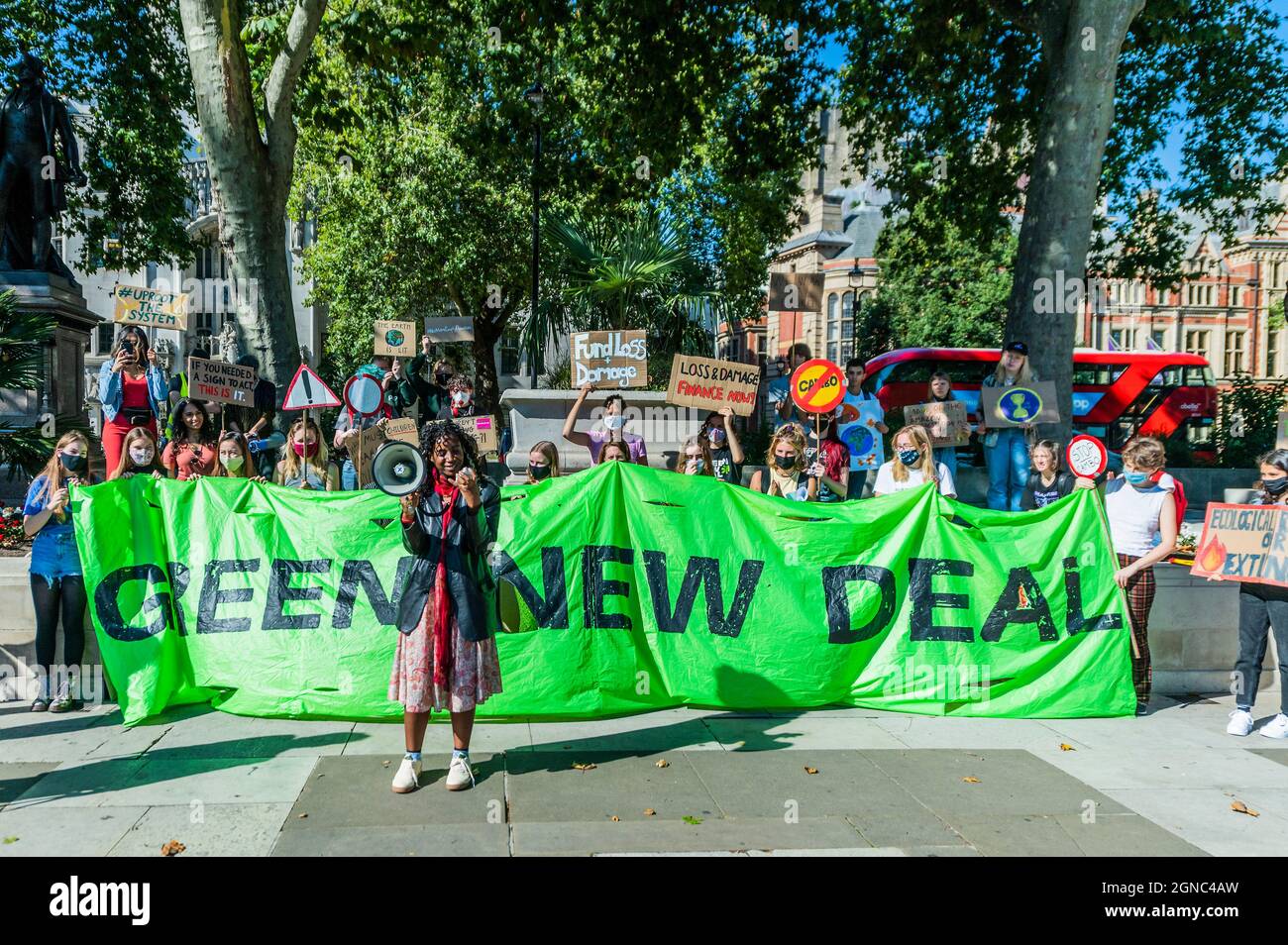 London, UK. 24th Sep, 2021. Young people are joined grandparents and architects for an Extinction Rebellion Global School Strike in Parliament Square. Credit: Guy Bell/Alamy Live News Stock Photo