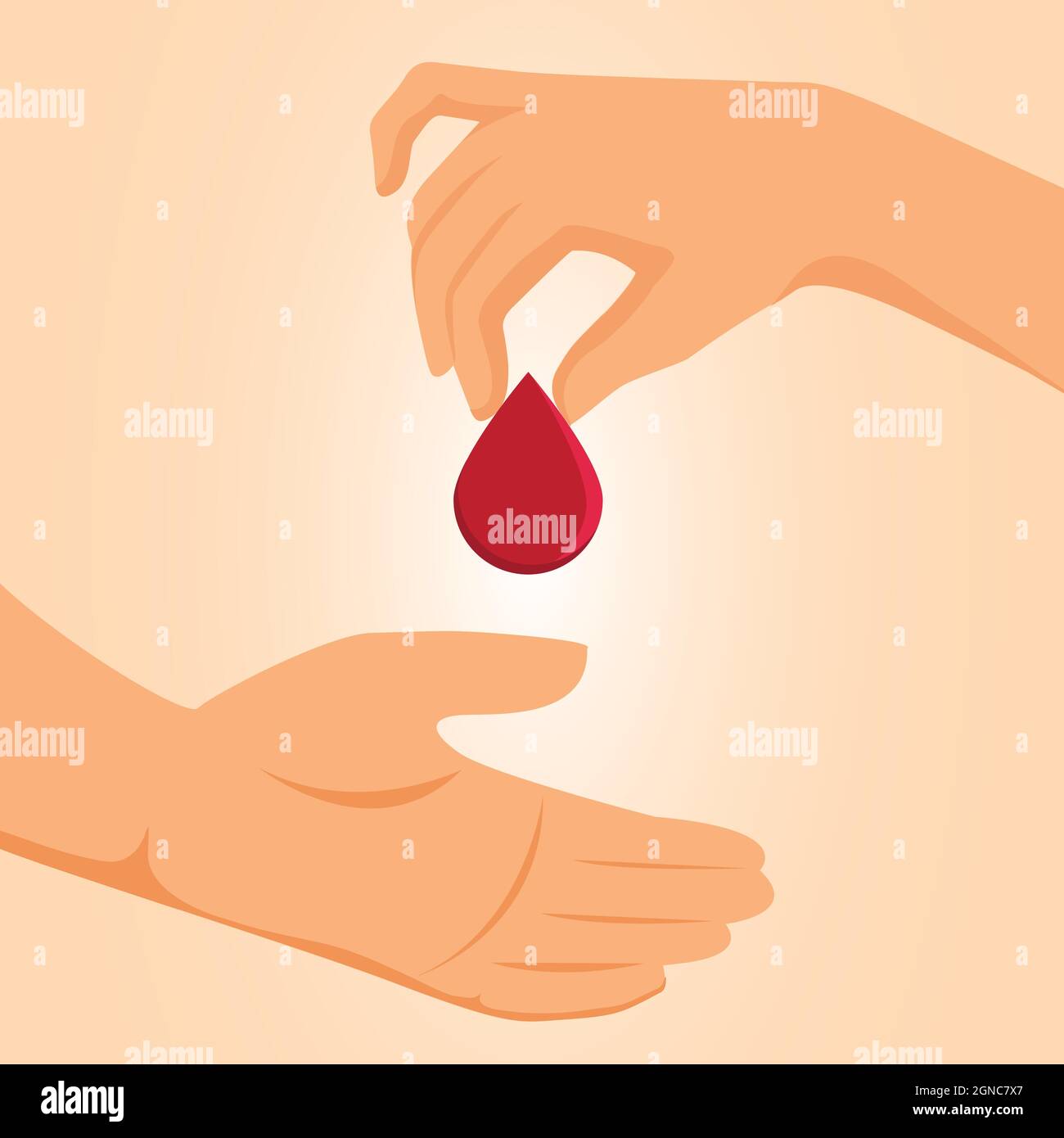 Blood donation concept. Drop of blood hold in hand Stock Vector