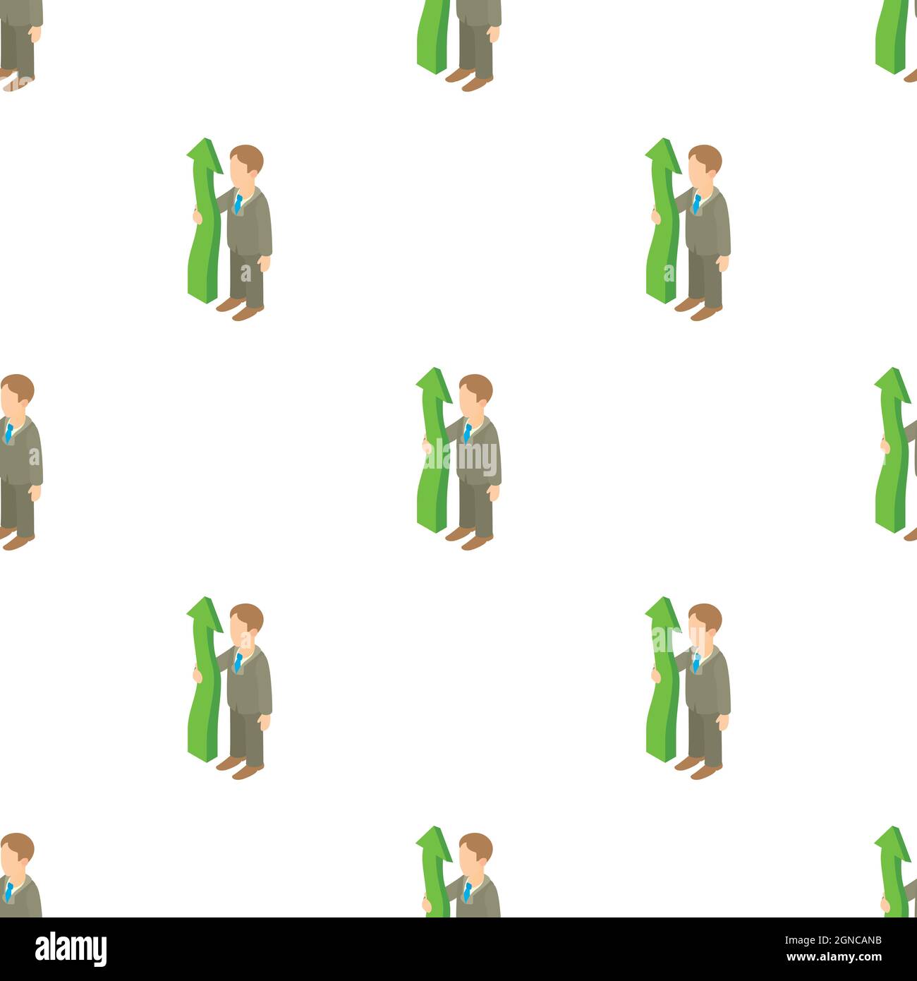 Business man holding green arrow up pattern seamless background texture ...