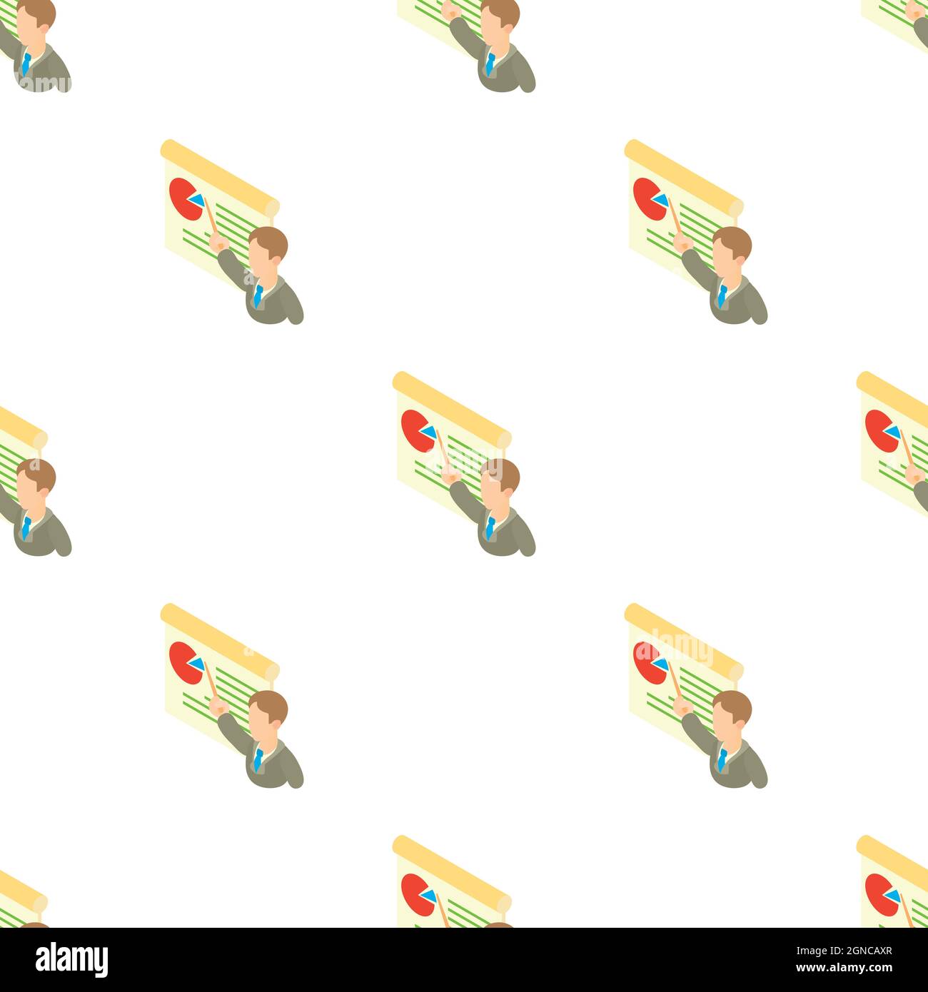 Businessman giving presentation with a board pattern seamless background texture repeat wallpaper geometric vector Stock Vector