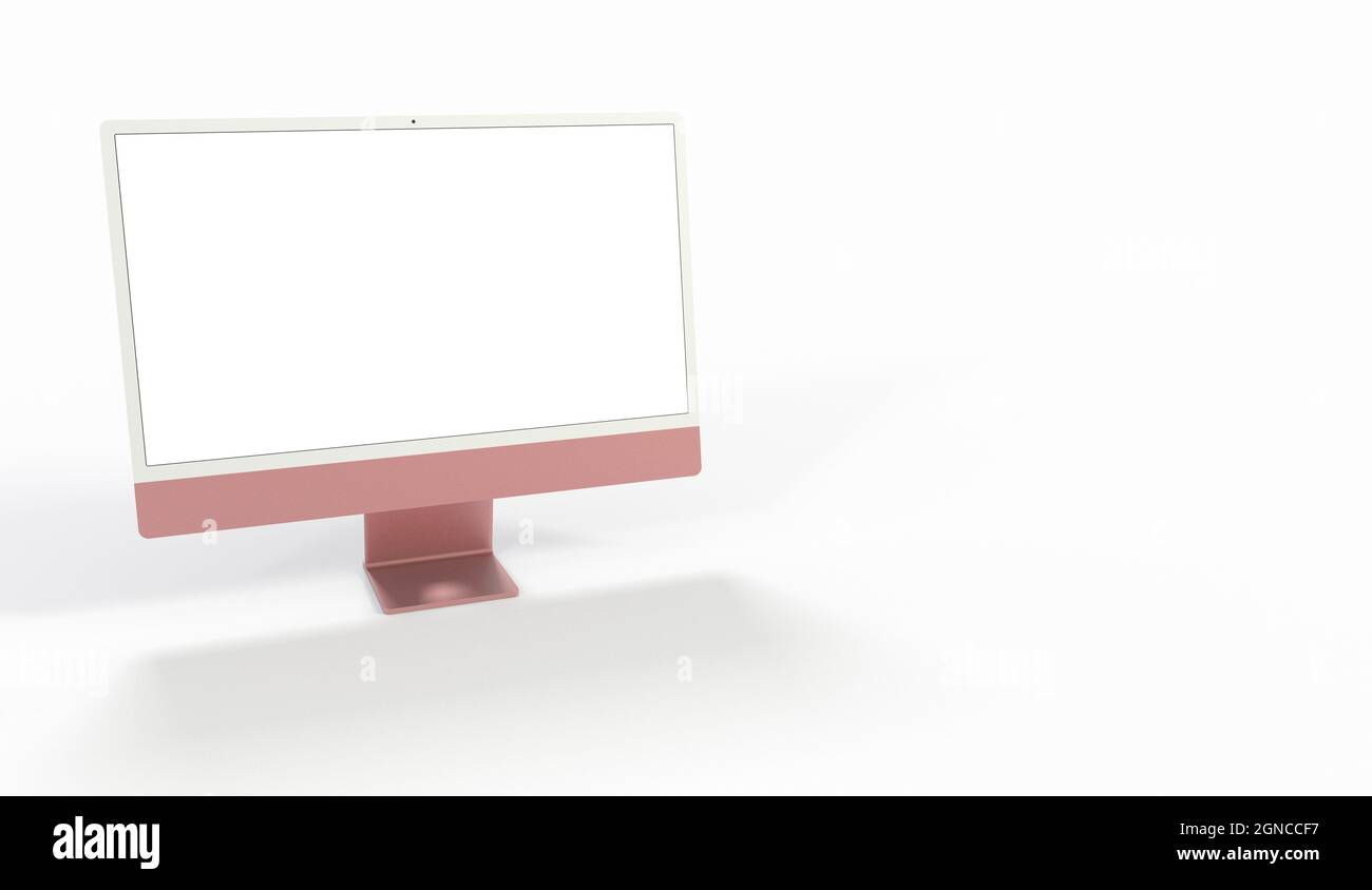 Close up wallpaper of a realistic 3D Computer with a white screen ...