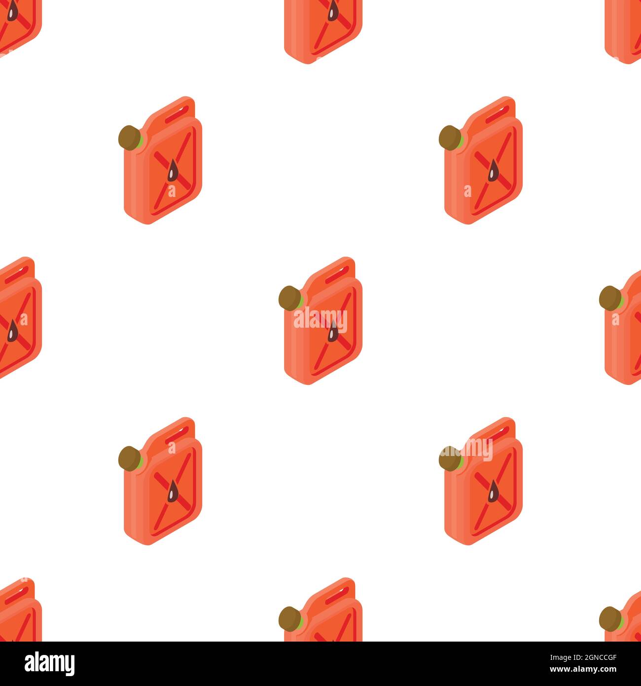 Red jerrycan with oil drop pattern seamless background texture repeat wallpaper geometric vector Stock Vector