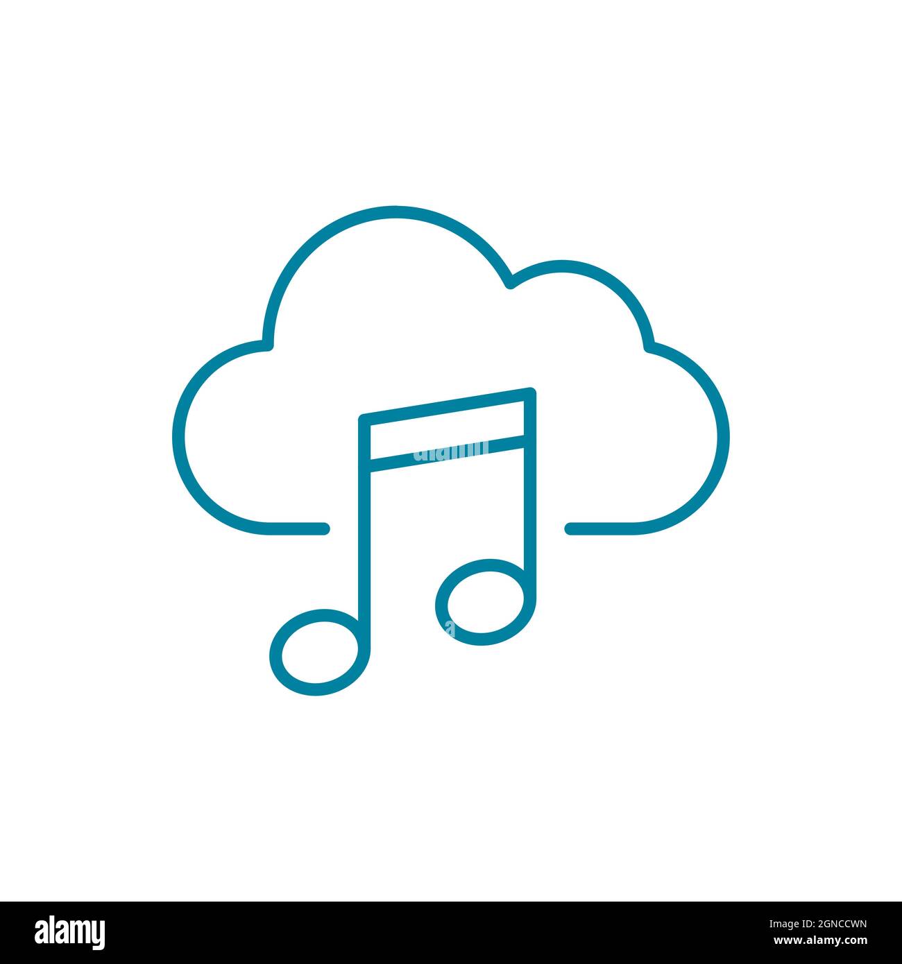 Music stream icon line cloud. Isolated symbol online education