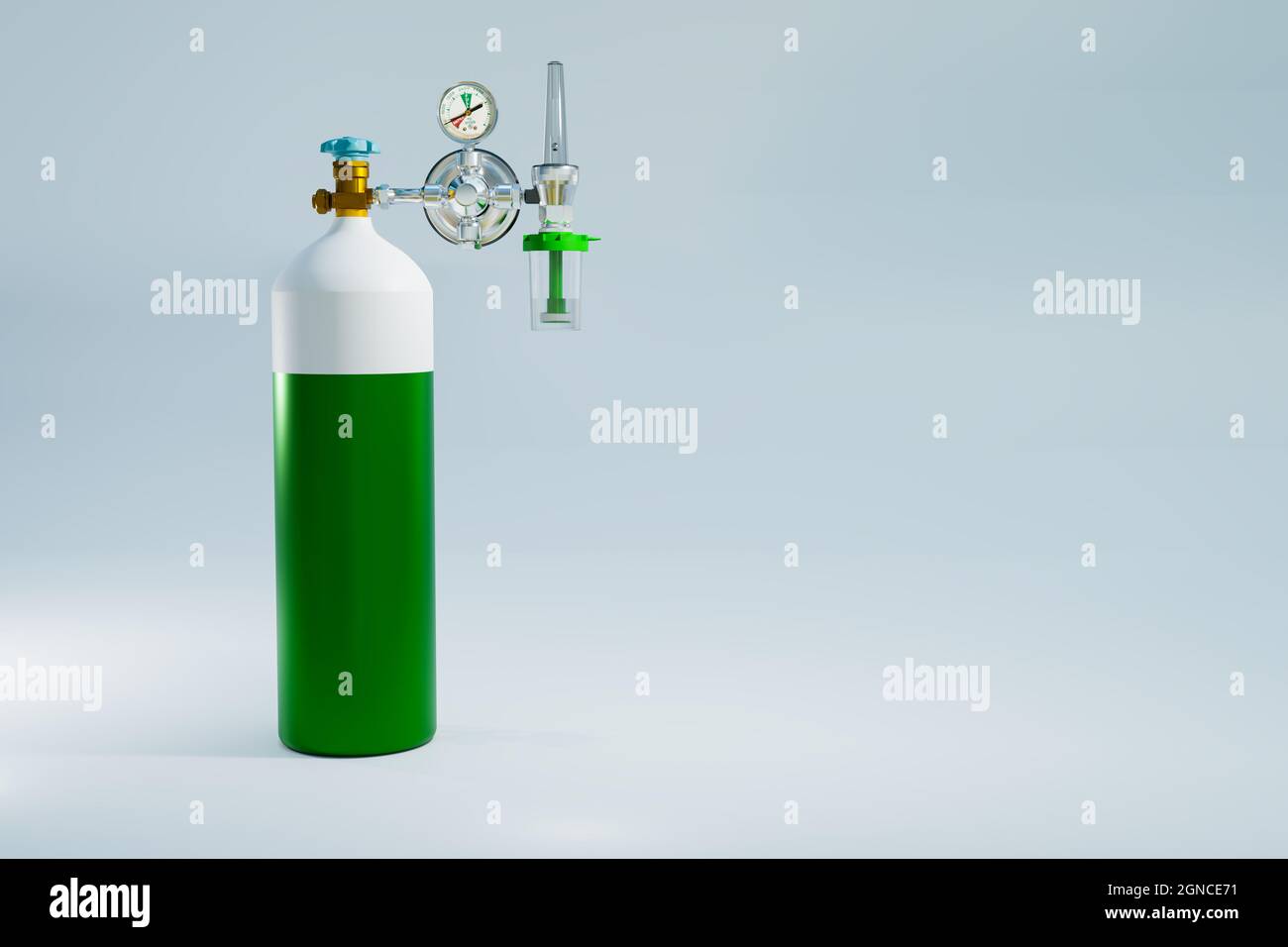 Oxygen tank for first aid lung therapy, 3d illustration rendering Stock