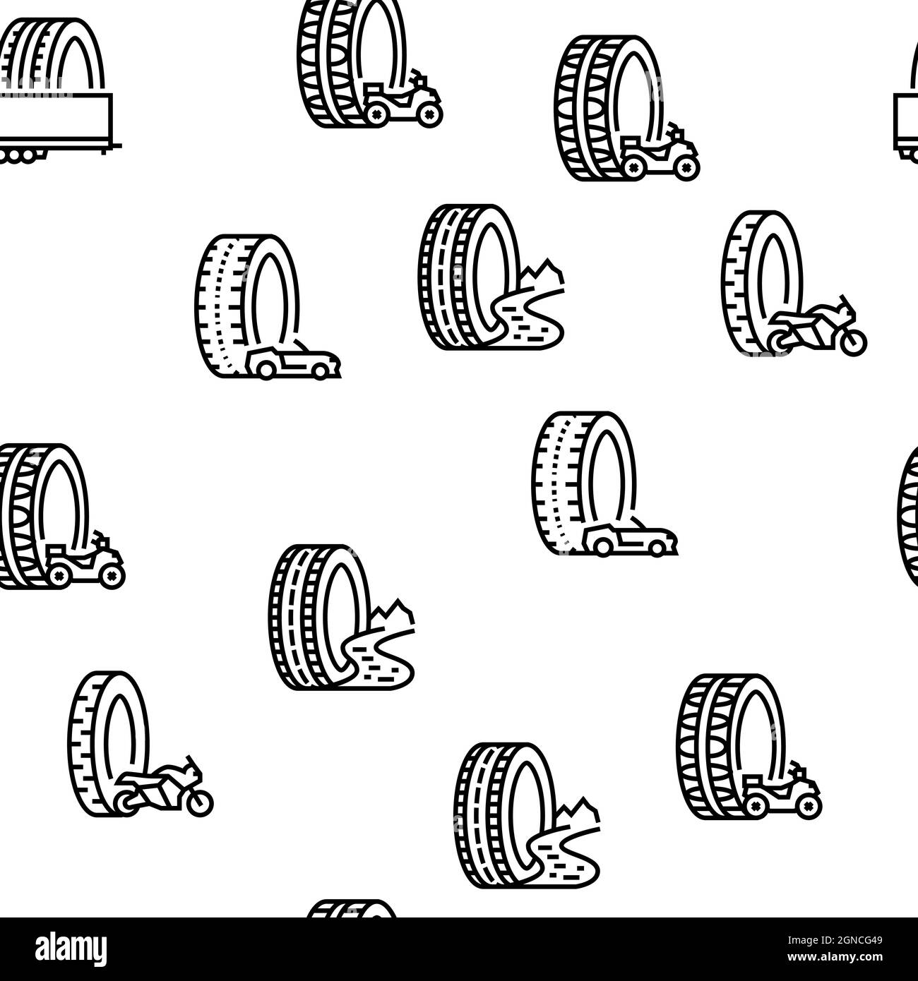 Used Tire Sale Shop Business Icons Set Vector Stock Vector