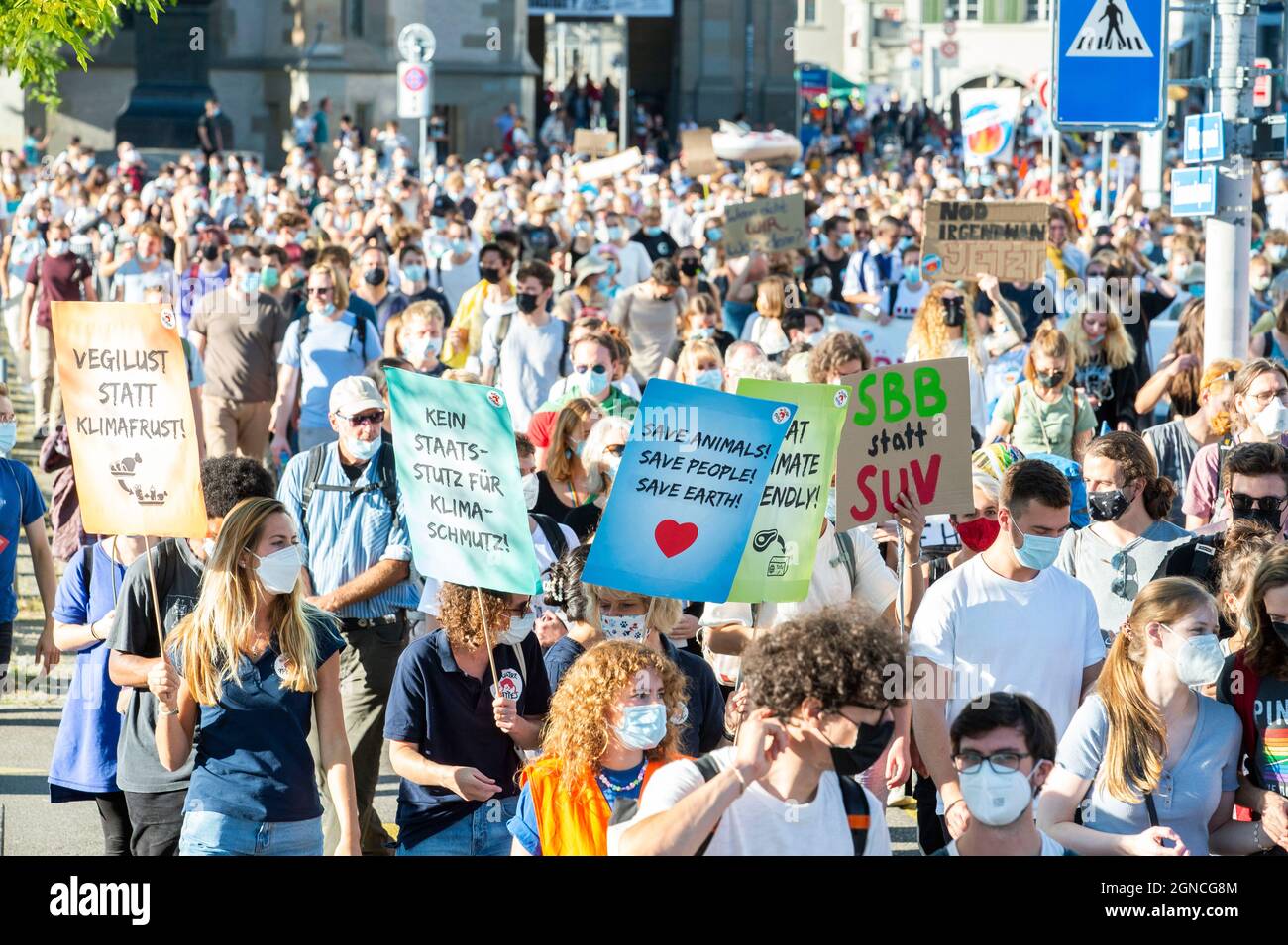 Zurich, Switzerland. 24th Sep, 2021. Climate protester are demonstrating in Zurich on the 24.09.21 for the climate. Credit: Tim Eckert/Alamy Live News Stock Photo