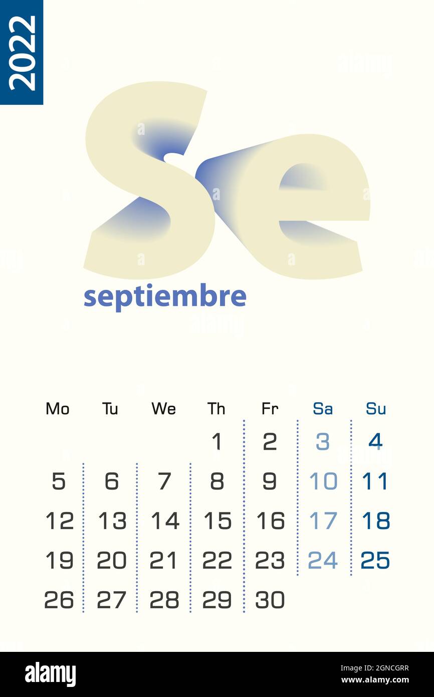 Minimalist calendar template for September 2022, vector calendar in Spanish language. Vector calendar for 2022 Stock Vector Image & Art - Alamy Minimalist calendar template for September 2022, vector calendar in Spanish language. Vector calendar for 2022 Stock Vector Image & Art - Alamy
