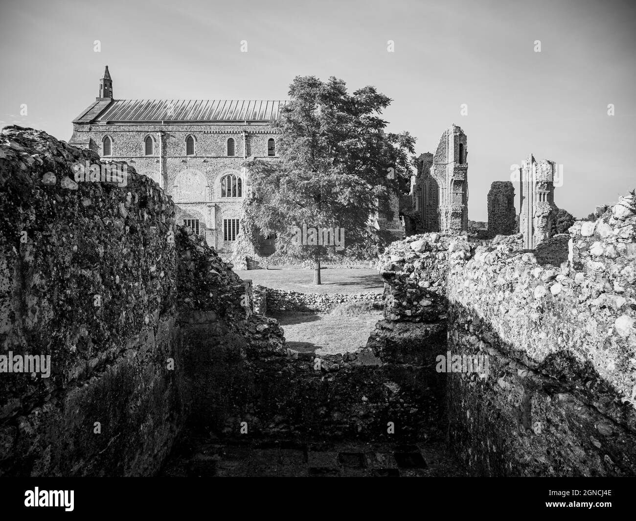 Binham Priory ruins in Norfolk, England Stock Photo