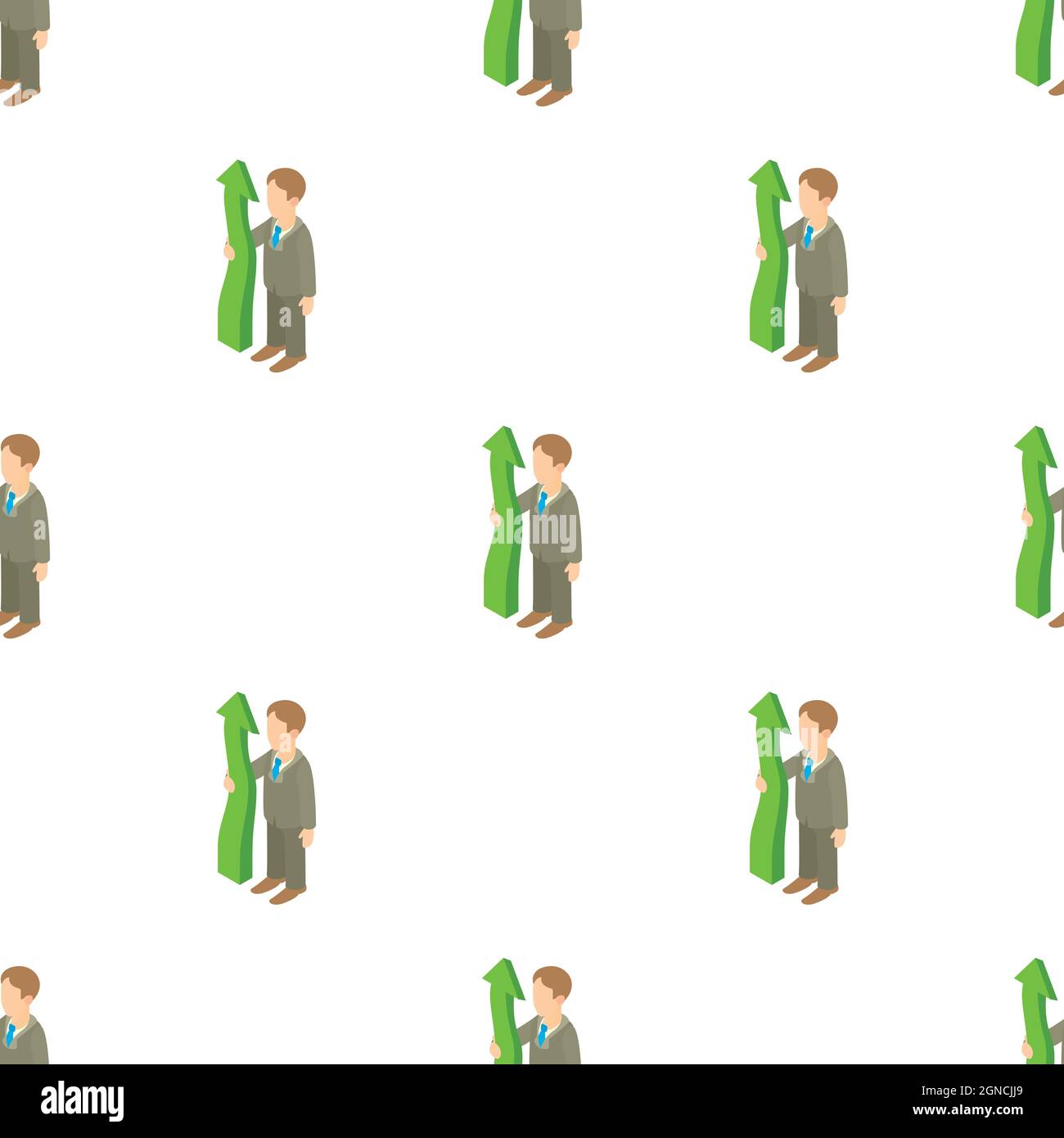 Business man holding green arrow up pattern seamless background texture ...