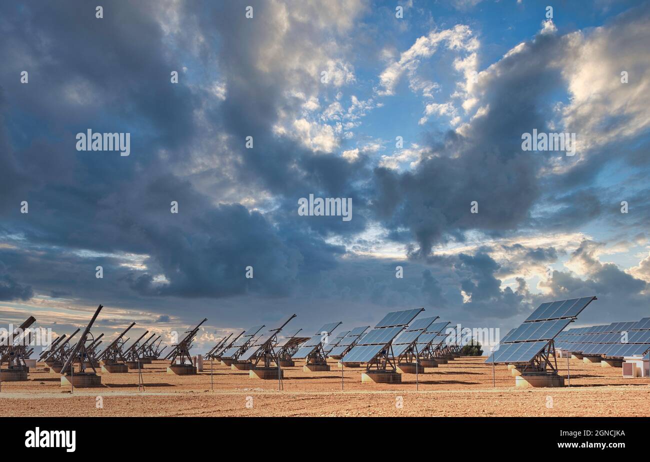 Photovoltaic plant, solar panels on a cloudy day Stock Photo Alamy