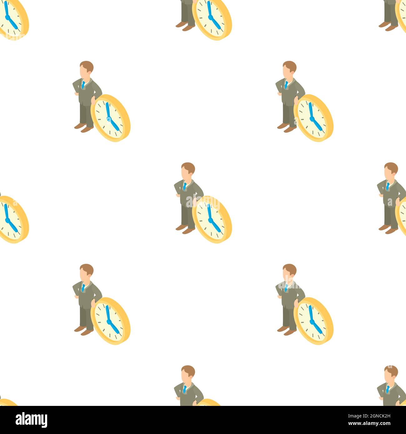Businessman and clock showing 4 clock pattern seamless background texture repeat wallpaper geometric vector Stock Vector