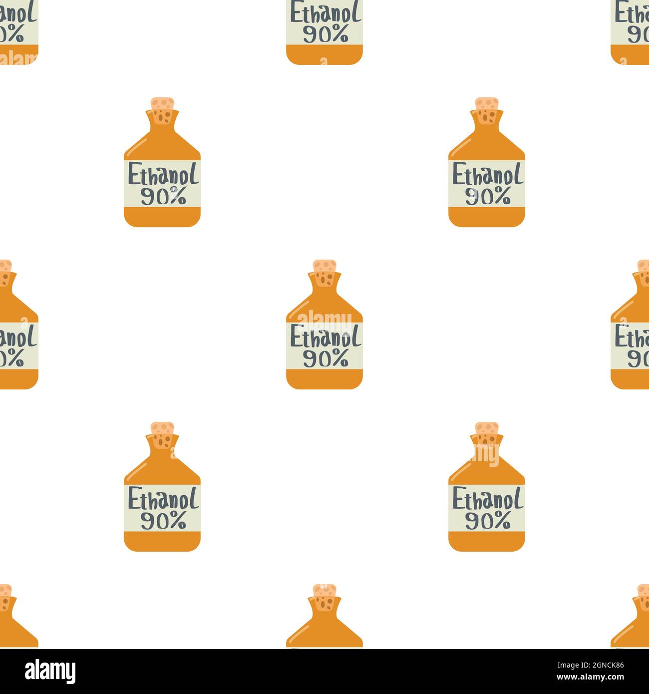 Ethanol in bottle pattern seamless background texture repeat wallpaper geometric vector Stock Vector