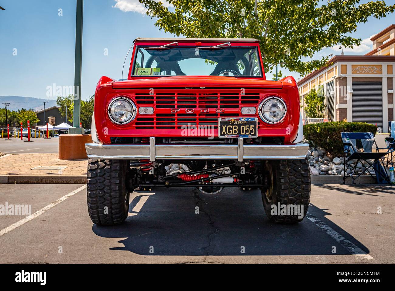 Reno, NV - August 3, 2021: 1968 Ford Bronco Half Cab Pickup Truck at a local car show. Stock Photo