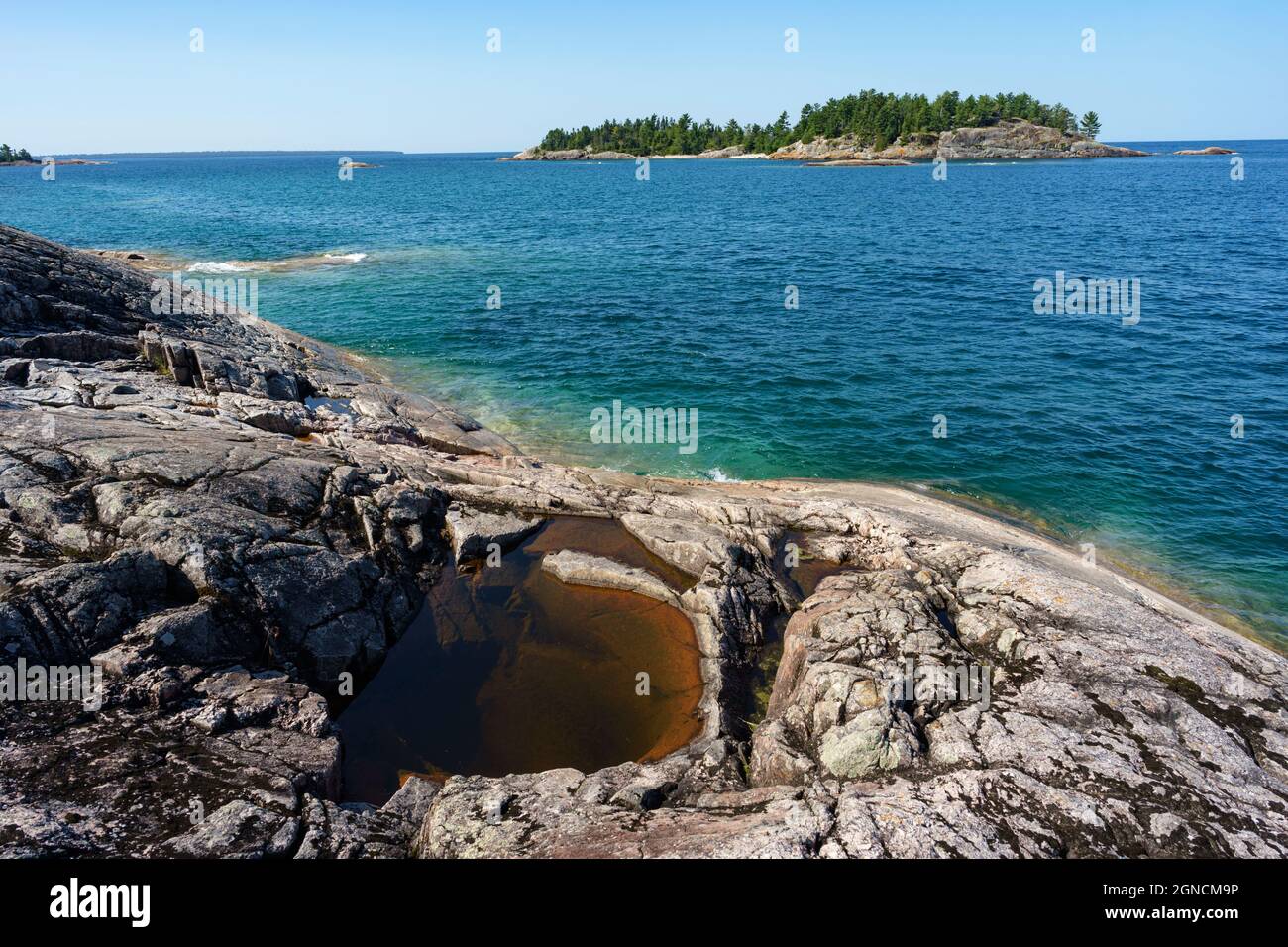 Barrett Island can be seen from the coastal trail in Lake Superior