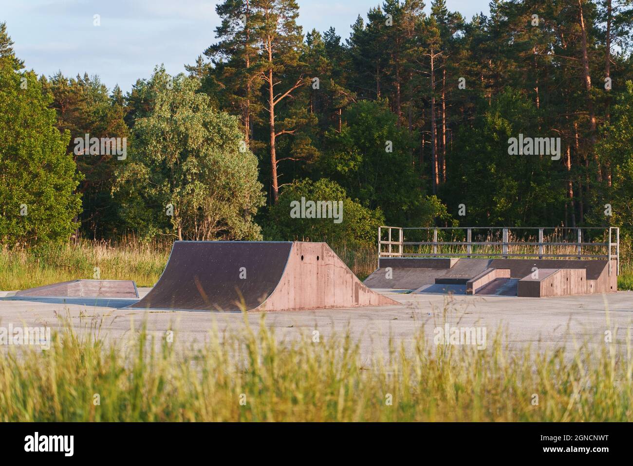 Sports wooden ramps for bmx cycling. Stock Photo