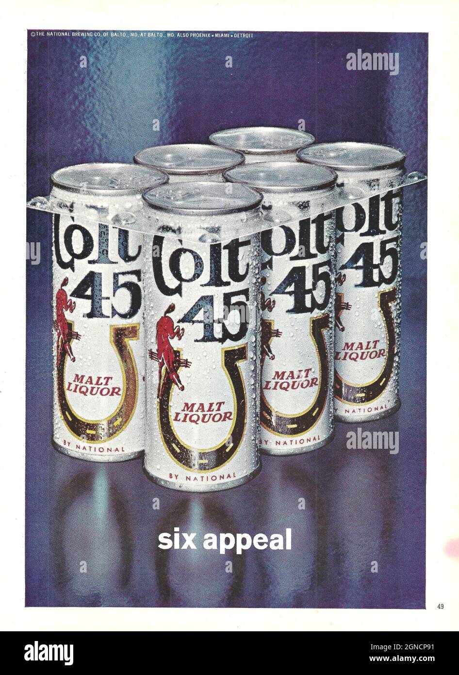 Vintage advertisement of Colt beer 1980s 1970s Heineken bottle with Heineken glass paper adver magazine advert Stock Photo