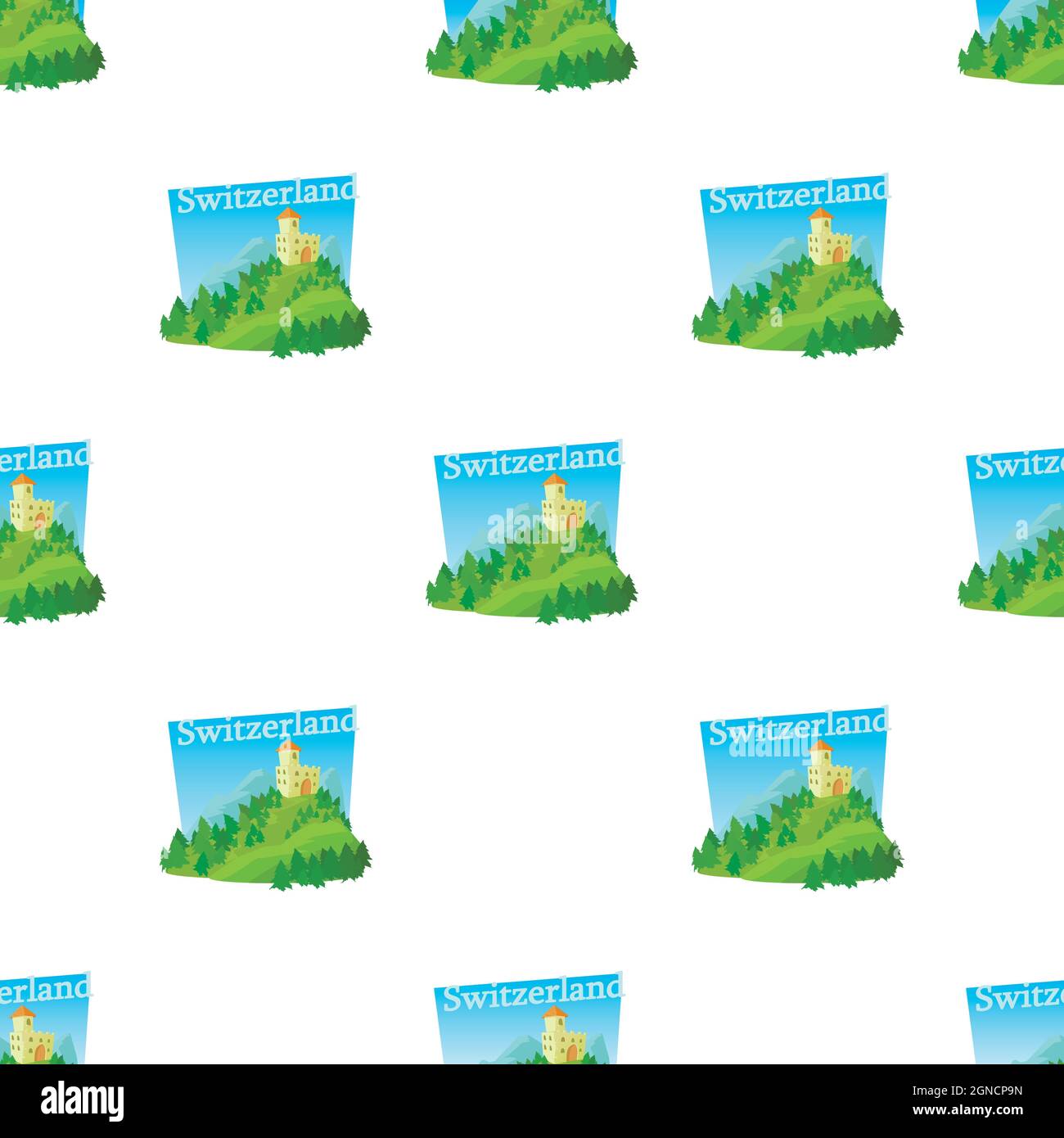 Switzerland castle pattern seamless background texture repeat wallpaper geometric vector Stock Vector