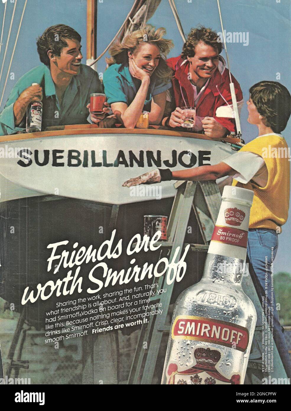 Smirnoff vodka - paper vintage advert ad advertisement 1980 1970 Smirnoff Friends are worth Smirnoff Stock Photo
