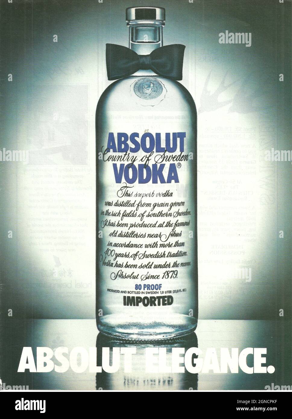 Absolut vodka - paper vintage advert ad advertisement 1980 1970 Stock Photo