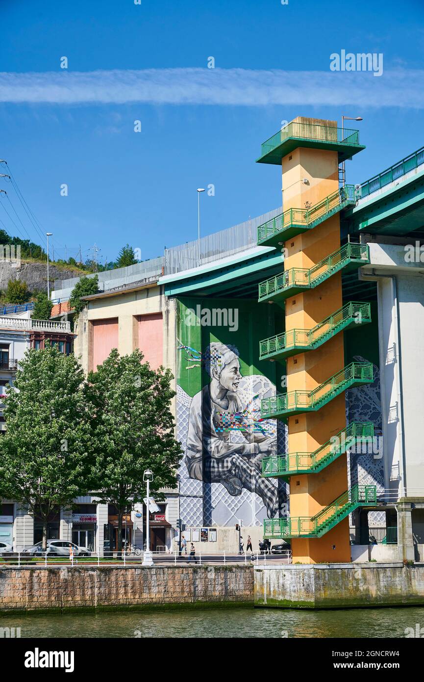 Detail of the stairs of La Salve Bridge (Puente de La Salve), Bilbao, Biscay, Basque Country, Euskadi, Euskal Herria, Spain, Europe Stock Photo