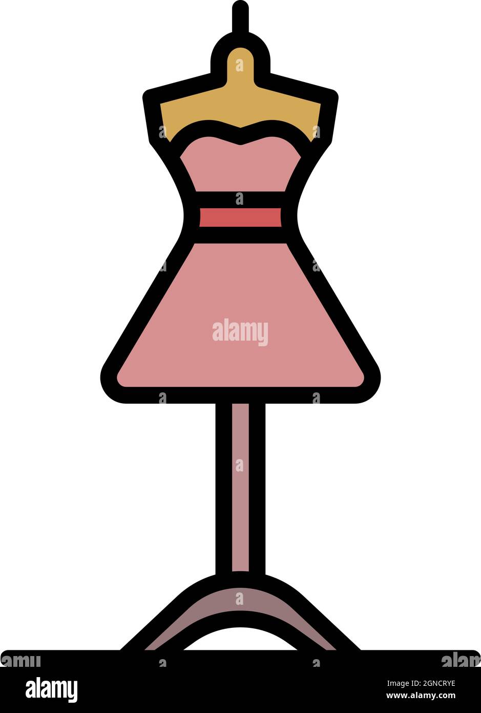 Dress on a mannequin icon. Outline dress on a mannequin vector icon color flat isolated Stock Vector