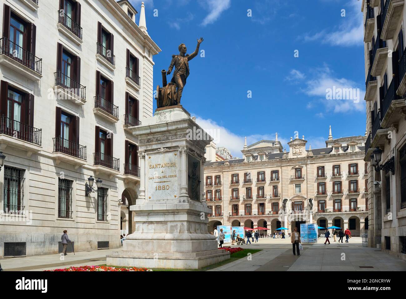 Monument to Pedro Velarde in Plaza Alfonso XIII. Santander. Cantabria. Spain. Stock Photo
